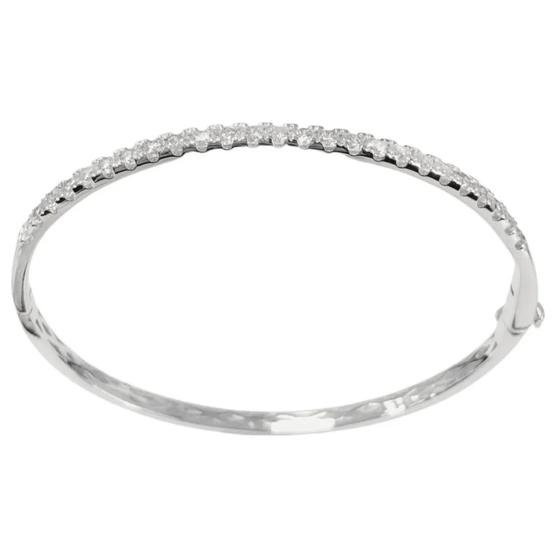 14K White Gold 1.77ctw Diamond Bangle