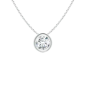 14K White Gold Bezel Set Diamond Necklace