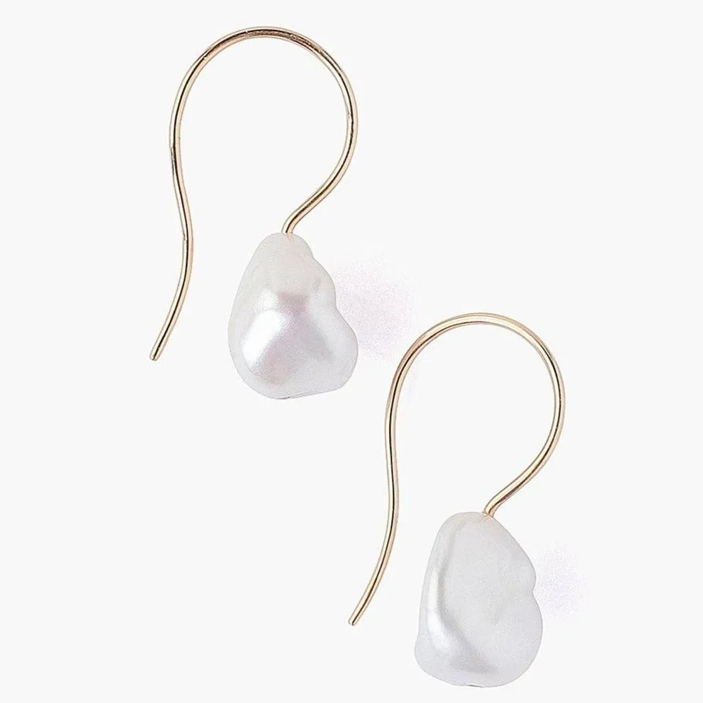 14K White Keishi Pearl Earrings