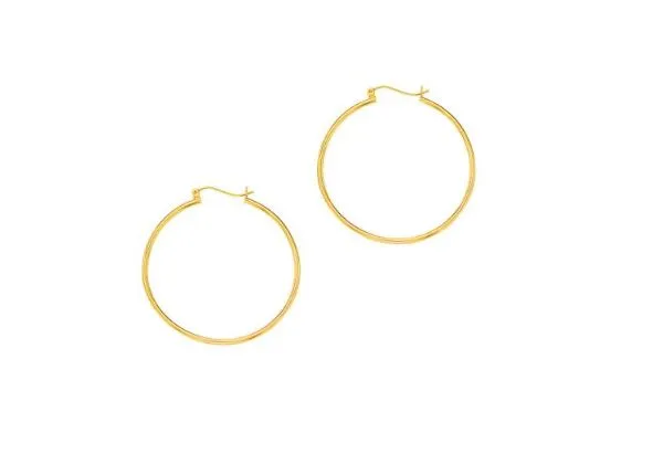 14K Yellow Gold 2mm Hoop Earring