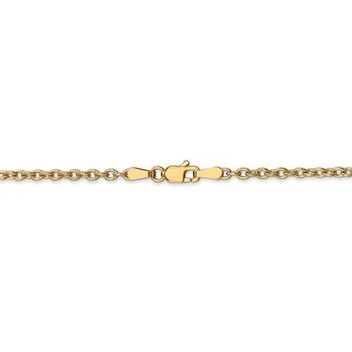 14KT Gold 2.4MM Round Open Link Cable Chain Necklace - 4 Lengths