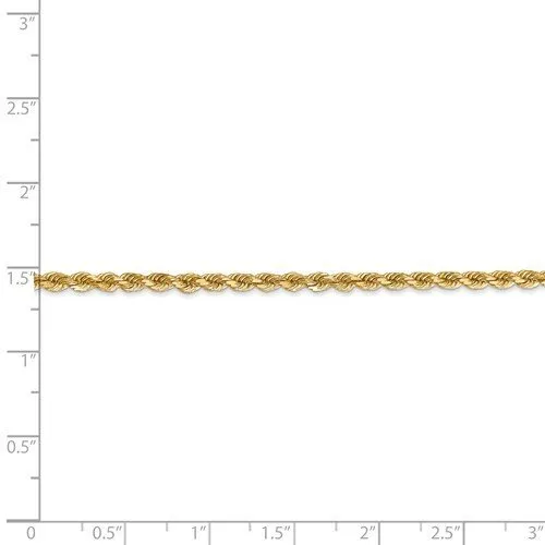 14KT Gold 2.75MM Diamond Cut Rope Chain - 4 Lengths Available