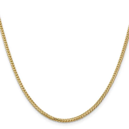 14KT GOLD 2MM FRANCO CHAIN NECKLACE - 4 LENGTHS & 2 COLORS