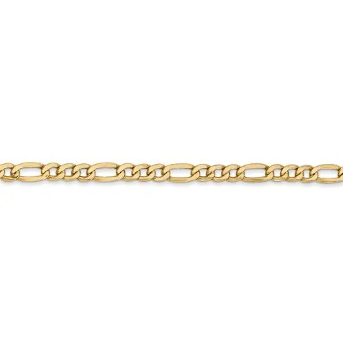 14KT Gold 3.5MM Semi Solid Figaro Chain Necklace - 4 Lengths