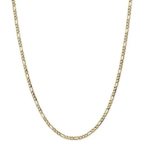 14KT Gold 3.5MM Semi Solid Figaro Chain Necklace - 4 Lengths