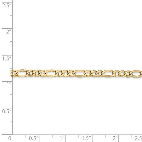 14KT Gold 3.5MM Semi Solid Figaro Chain Necklace - 4 Lengths