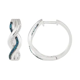 1/6 CTW Diamond Twist Hoop 19MM Earrings in Sterling Silver