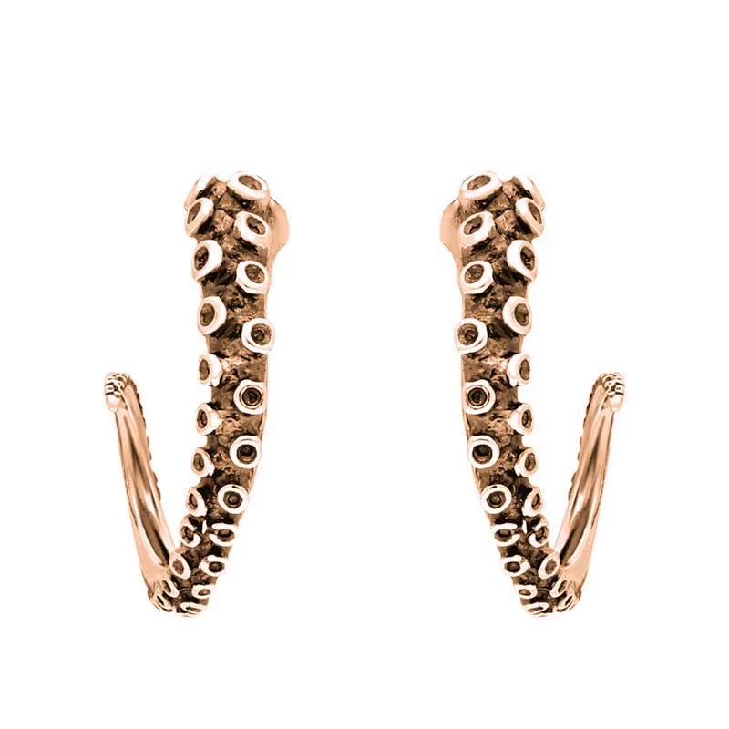 18ct Rose Gold Tentacle Hoop Earrings