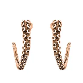 18ct Rose Gold Tentacle Hoop Earrings