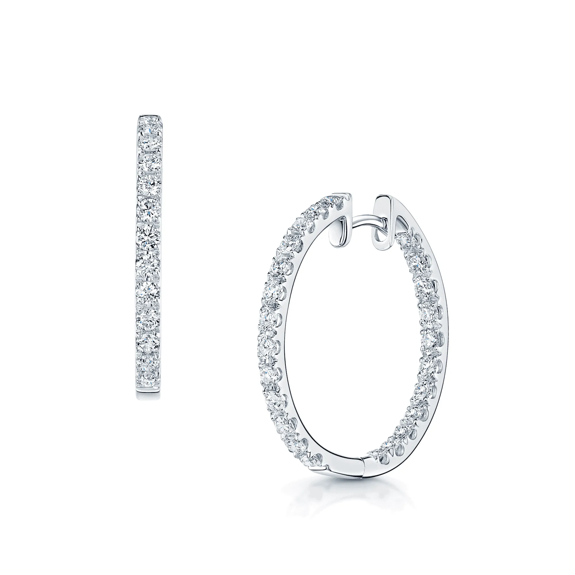 18ct White Gold Diamond Hoop Earrings