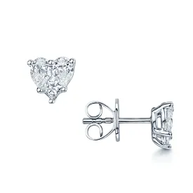 18ct White Gold Mixed Diamond Heart Shaped Stud Earrings