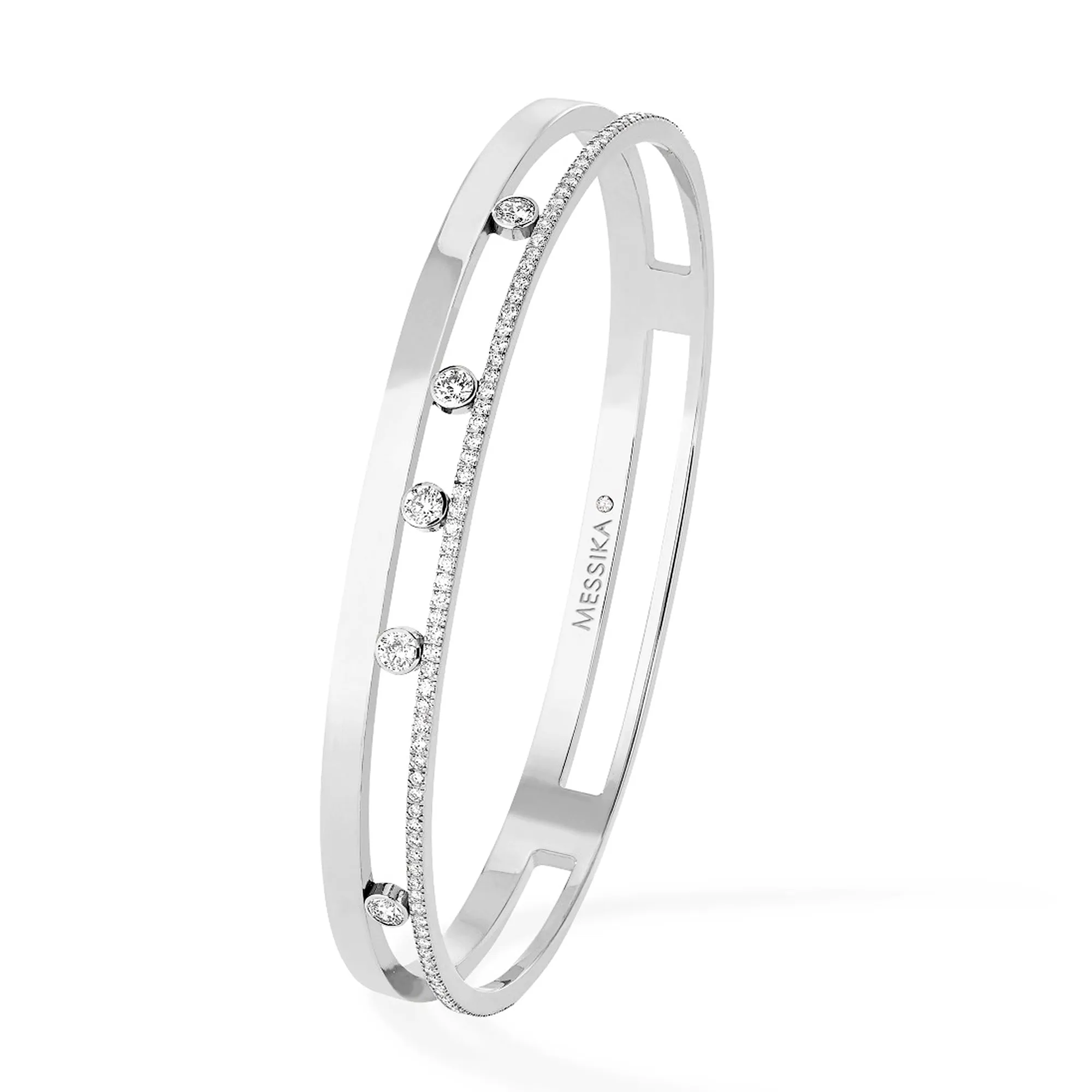 18ct White Gold Move Romane Pave Set Diamond Bangle