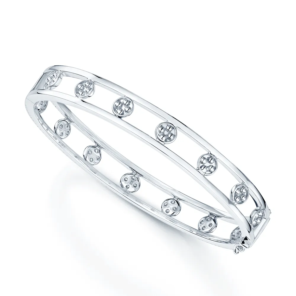 18ct White Gold Openwork Diamond Bangle