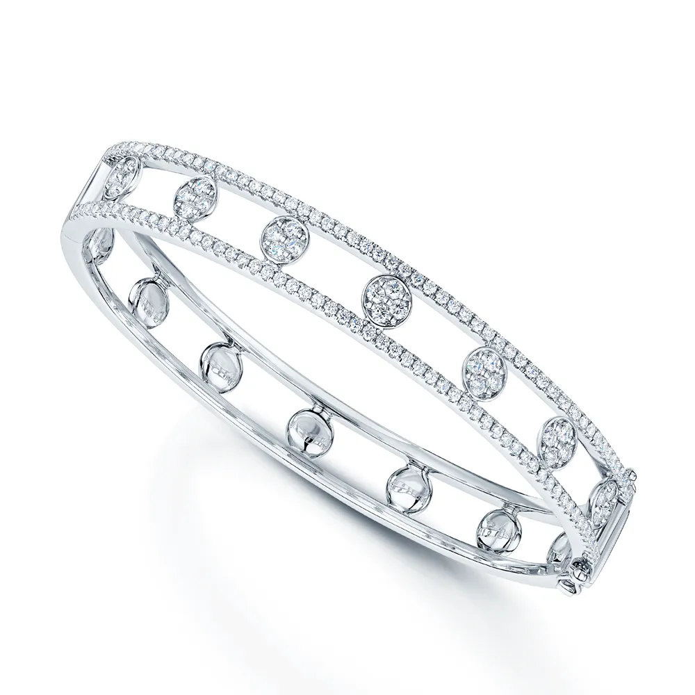 18ct White Gold Openwork Diamond Bangle