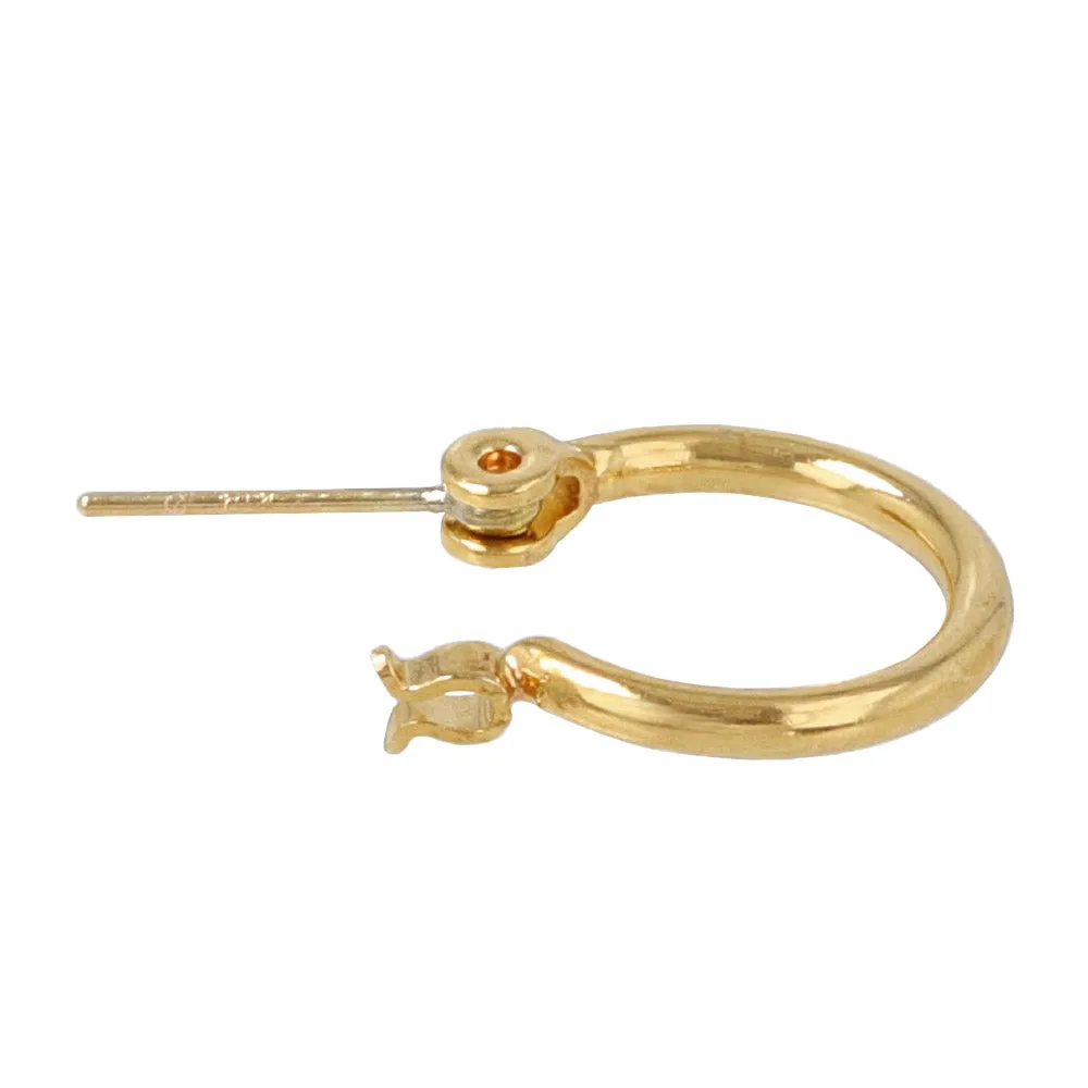 18K Gold Post Classic Hoop Earrings