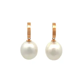 18K Rose Gold Australian South Sea Cultured 12-13 mm Pearl Drop Earrings