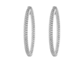 18k White Gold 5ct Oval Hoop Diamond Earrings