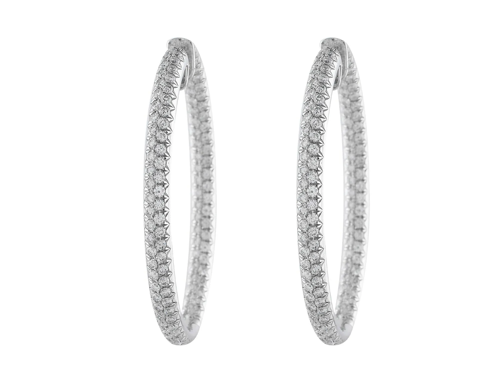 18k White Gold 5ct Oval Hoop Diamond Earrings