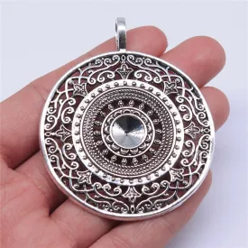 1pcs 68x56mm Round Mandala Flower Charm Pendants Round Mandala Charm For Jewelry Making