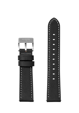 20mm Stitched Leather Band - Black