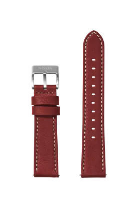 20mm Stitched Leather Band - Cranberry