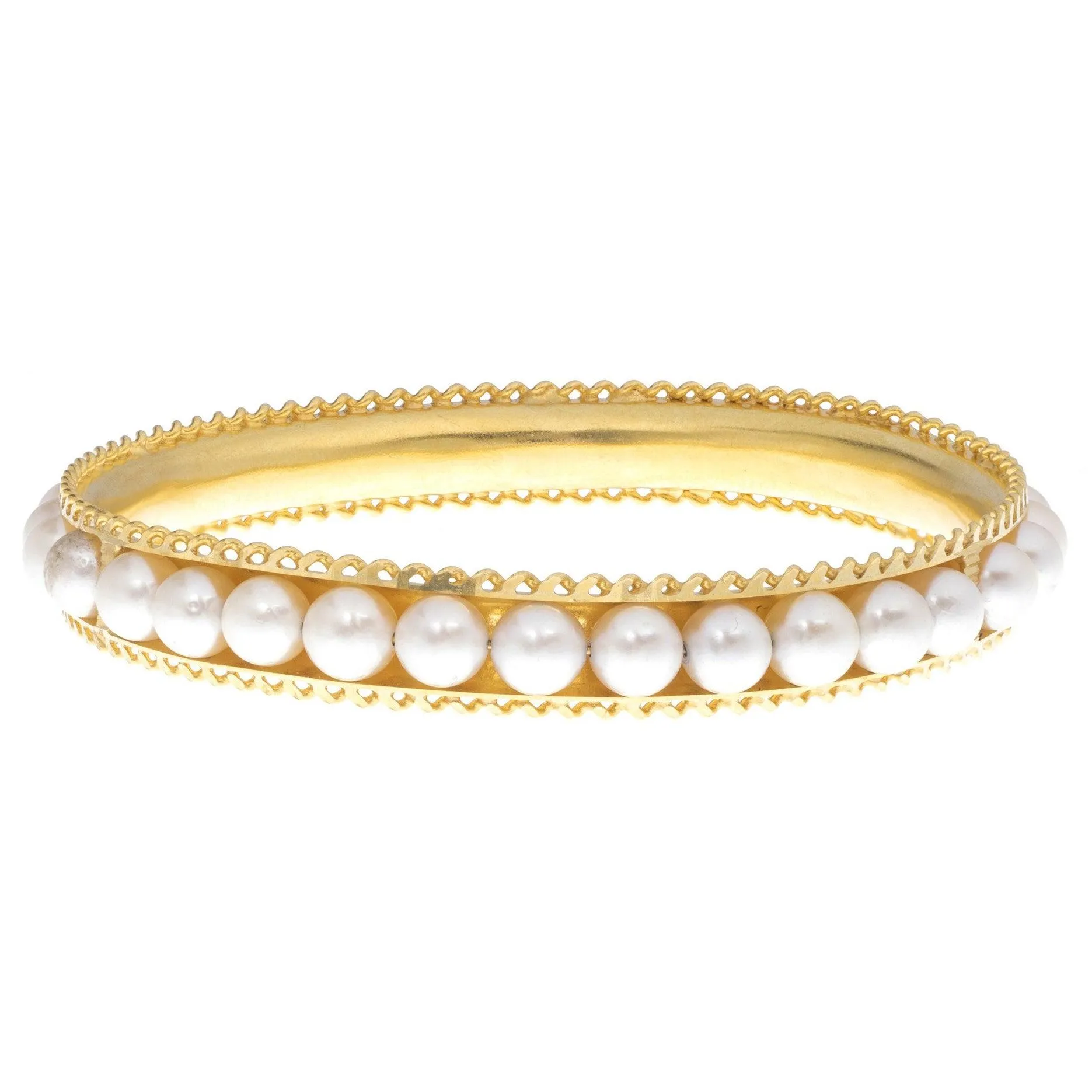 22ct Gold and Cultured Pearl Bangle (32.1g) B-1524