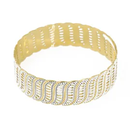 22K Multi Tone Gold Bangle W/ Connected S-Shaped Accents