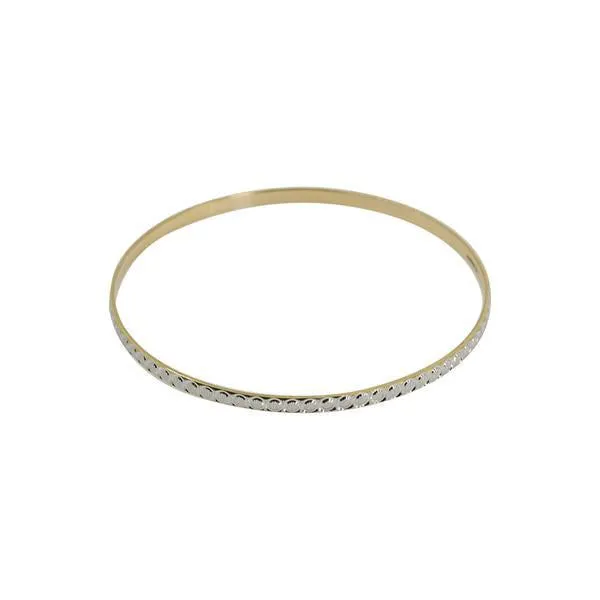 22K Multi Tone Gold Bangles, Set of 6 W/ Circle Textured Design & 64.9g Gold Weight