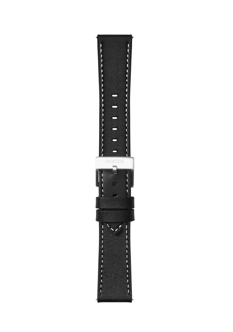 23mm Stitched Leather Band - Black