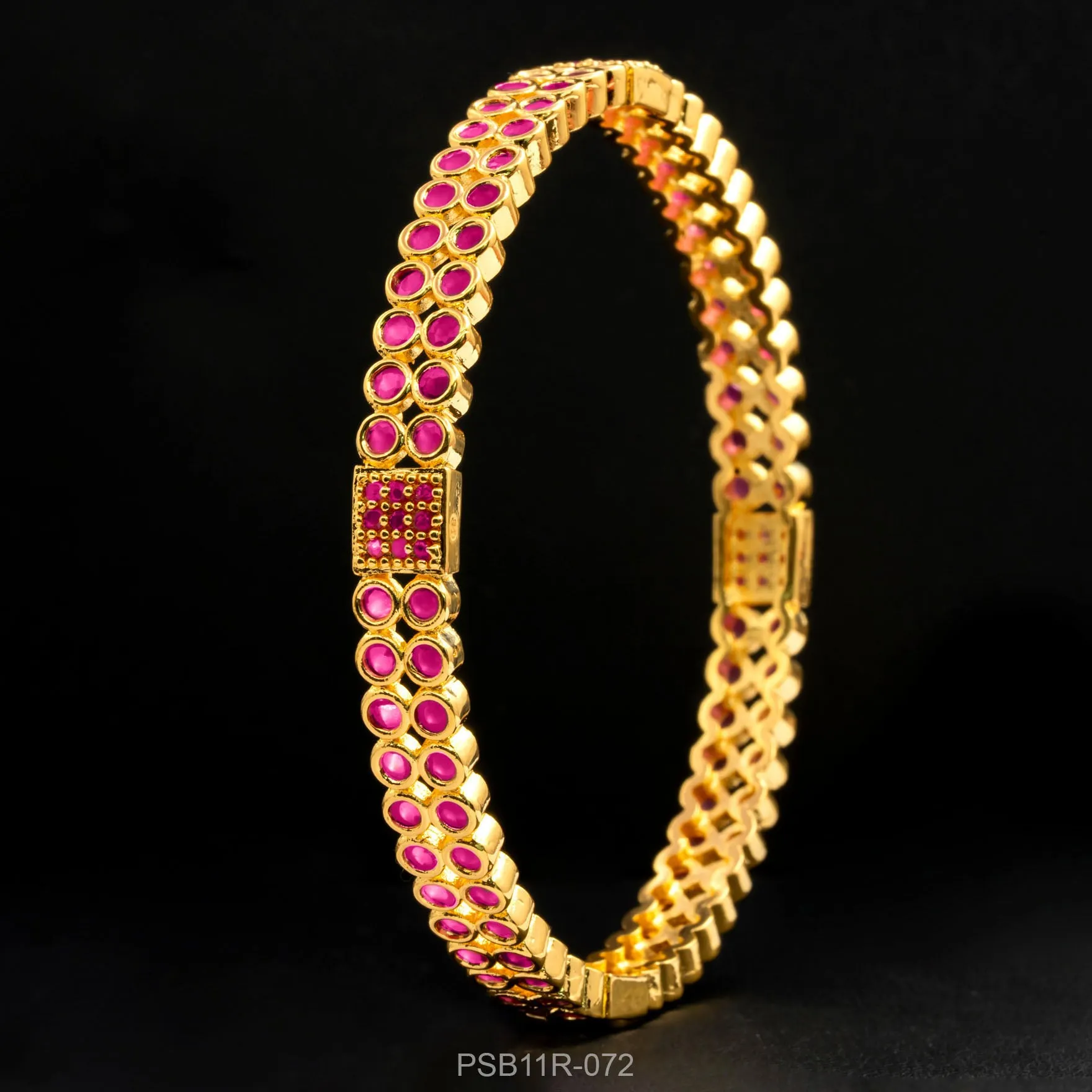 24ct Heavy Gold Plated Stone Bangle PSB11R-072