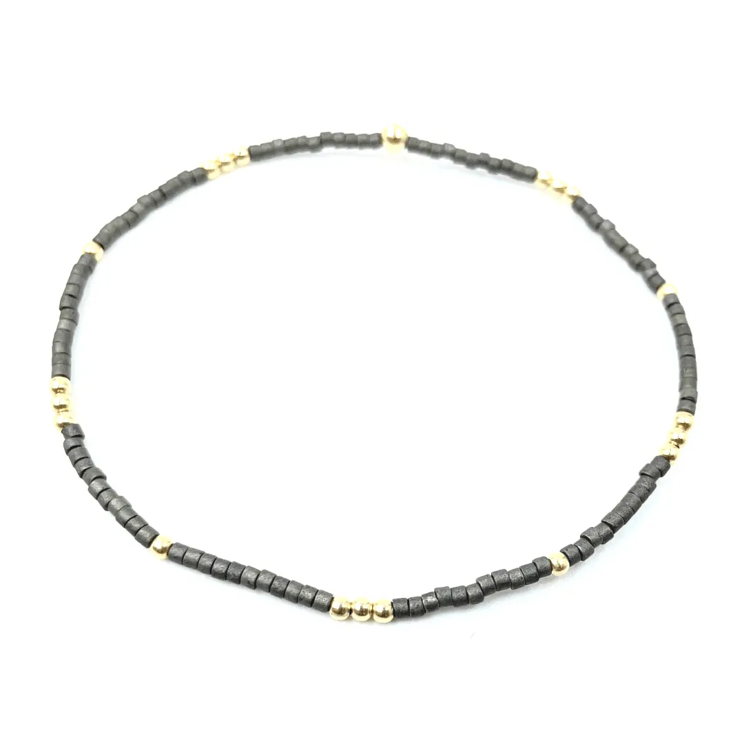 2mm Newport GRAPHITE   Gold Filled Waterproof Bracelet