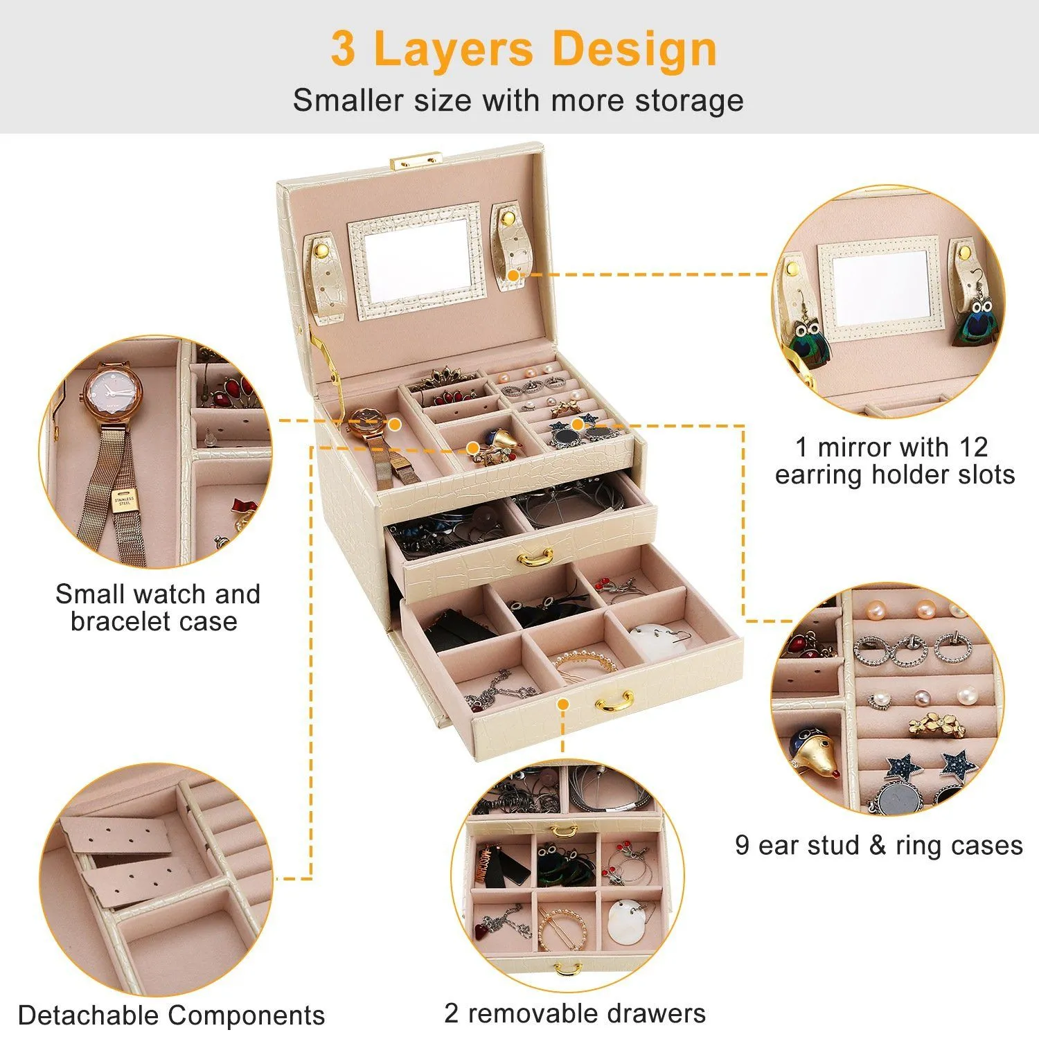 3-Layer Jewelry Case Organizer