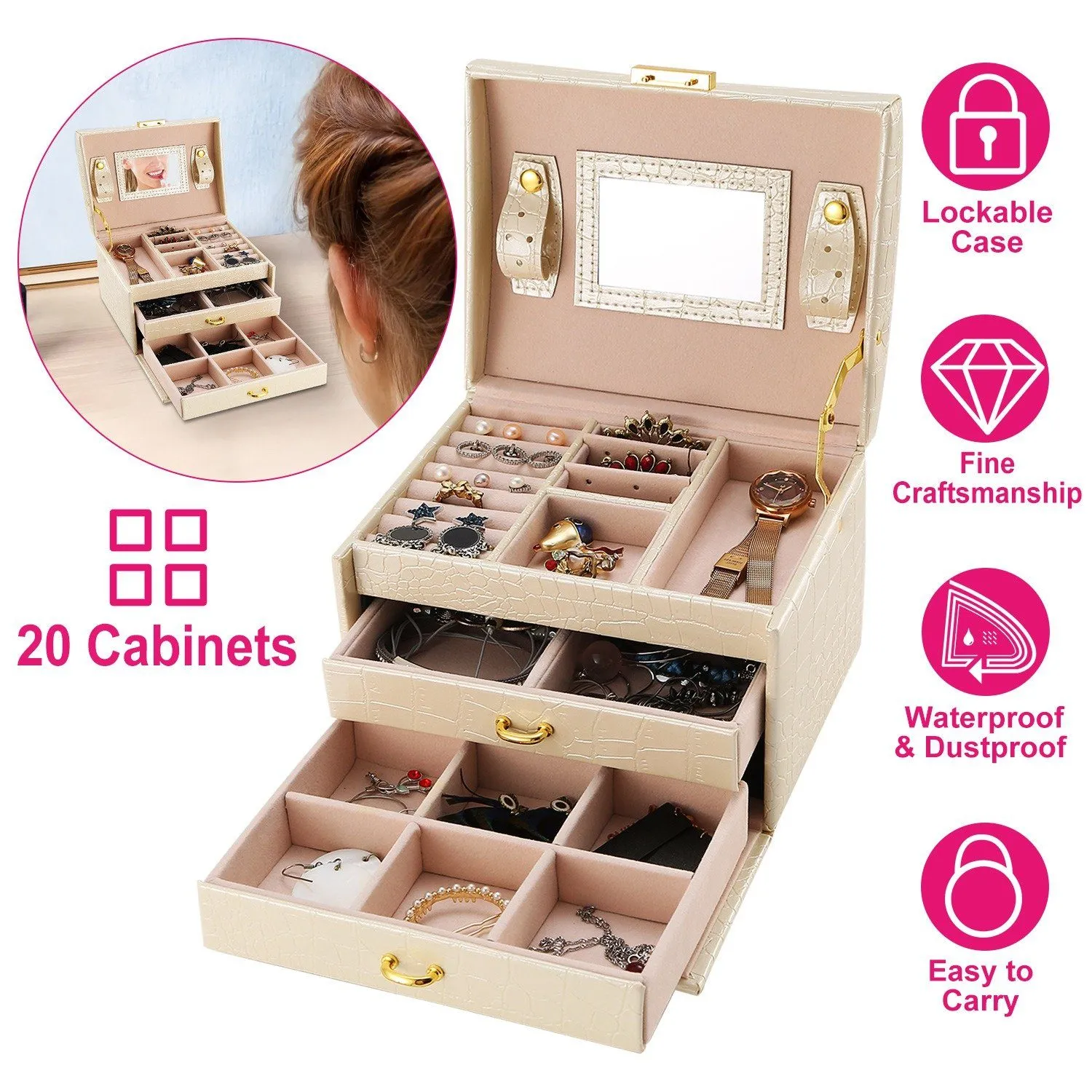 3-Layer Jewelry Case Organizer