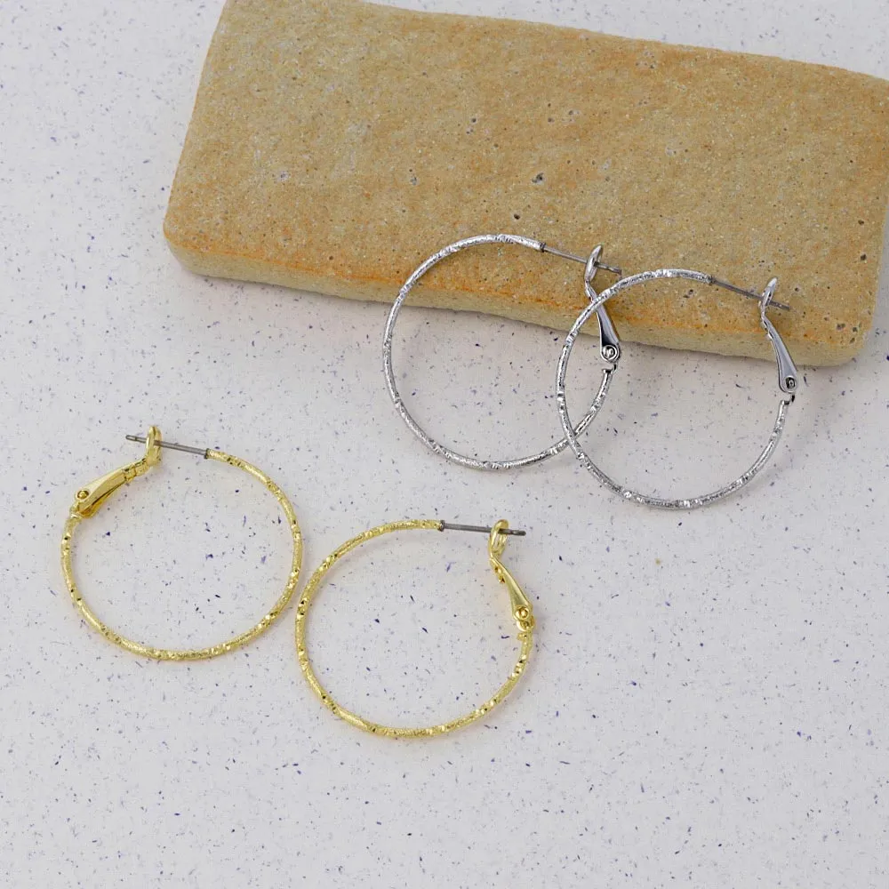 30mm Textured Hoop Earrings