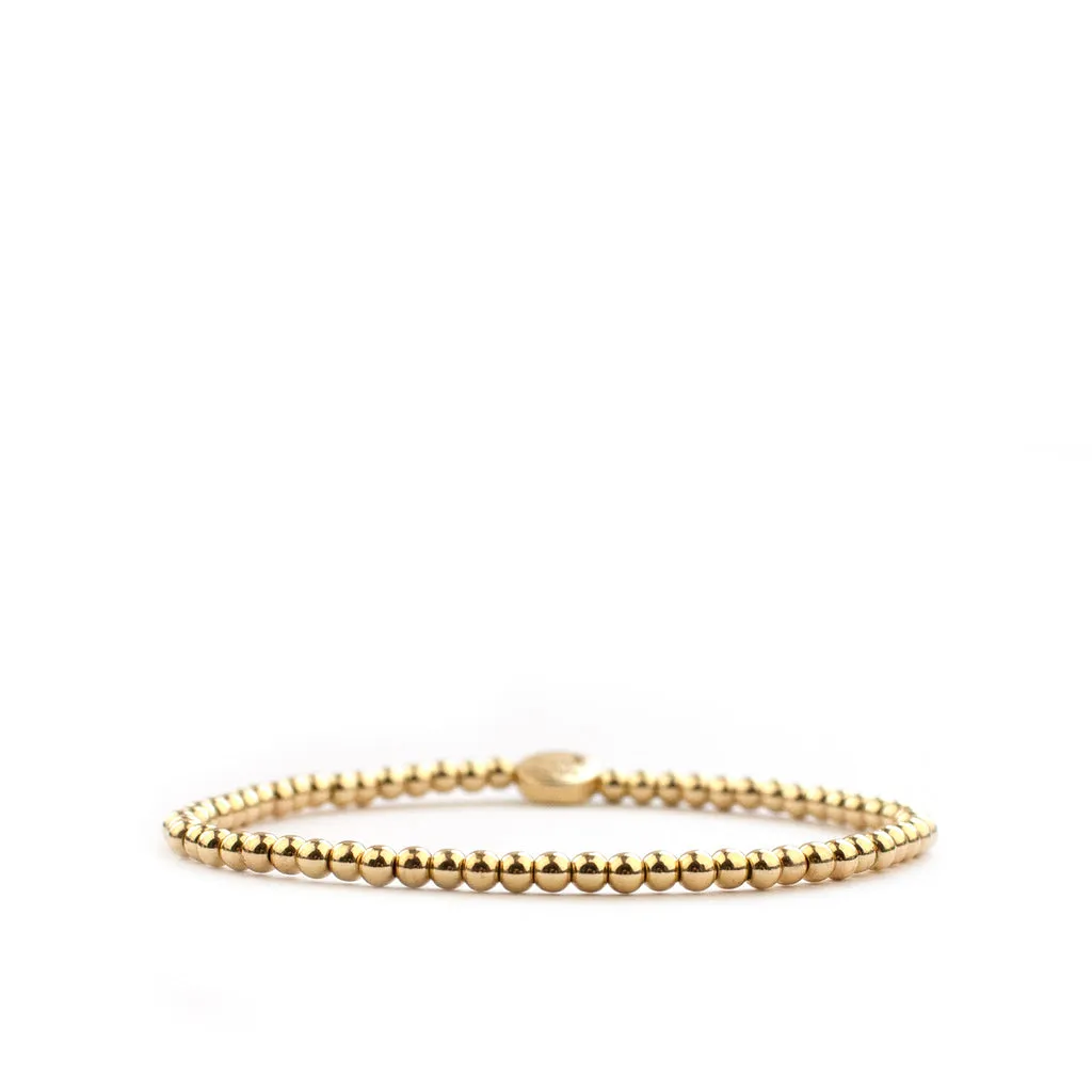 3mm Gold Beaded Ball Bracelet