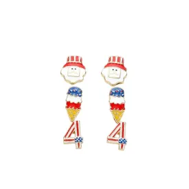 3PAIRS American USA Flag 4th Of July Enamel Earrings Set