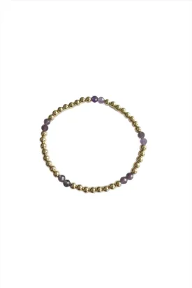 4mm Amethyst/Gold Beaded Bracelet