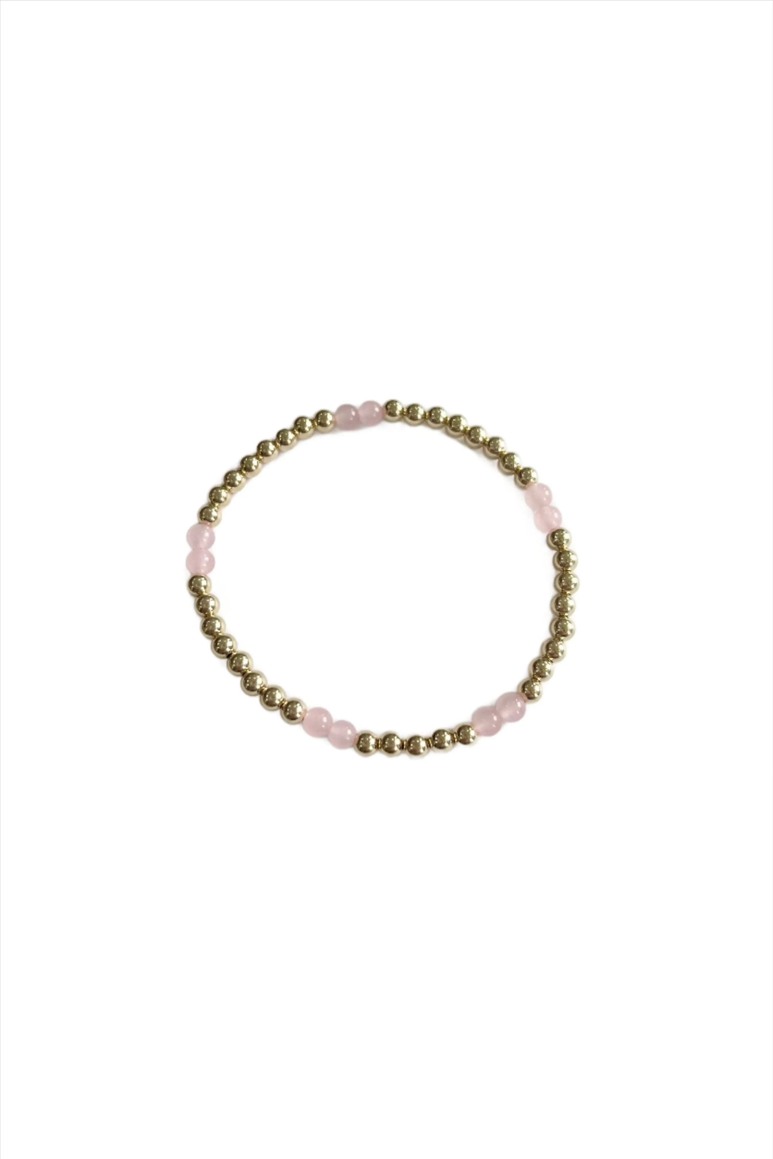 4mm Rose Quartz/Gold Beaded Bracelet