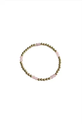 4mm Rose Quartz/Gold Beaded Bracelet