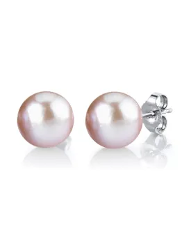 9-9.5mm Pink Freshwater Round Pearl Stud Earrings