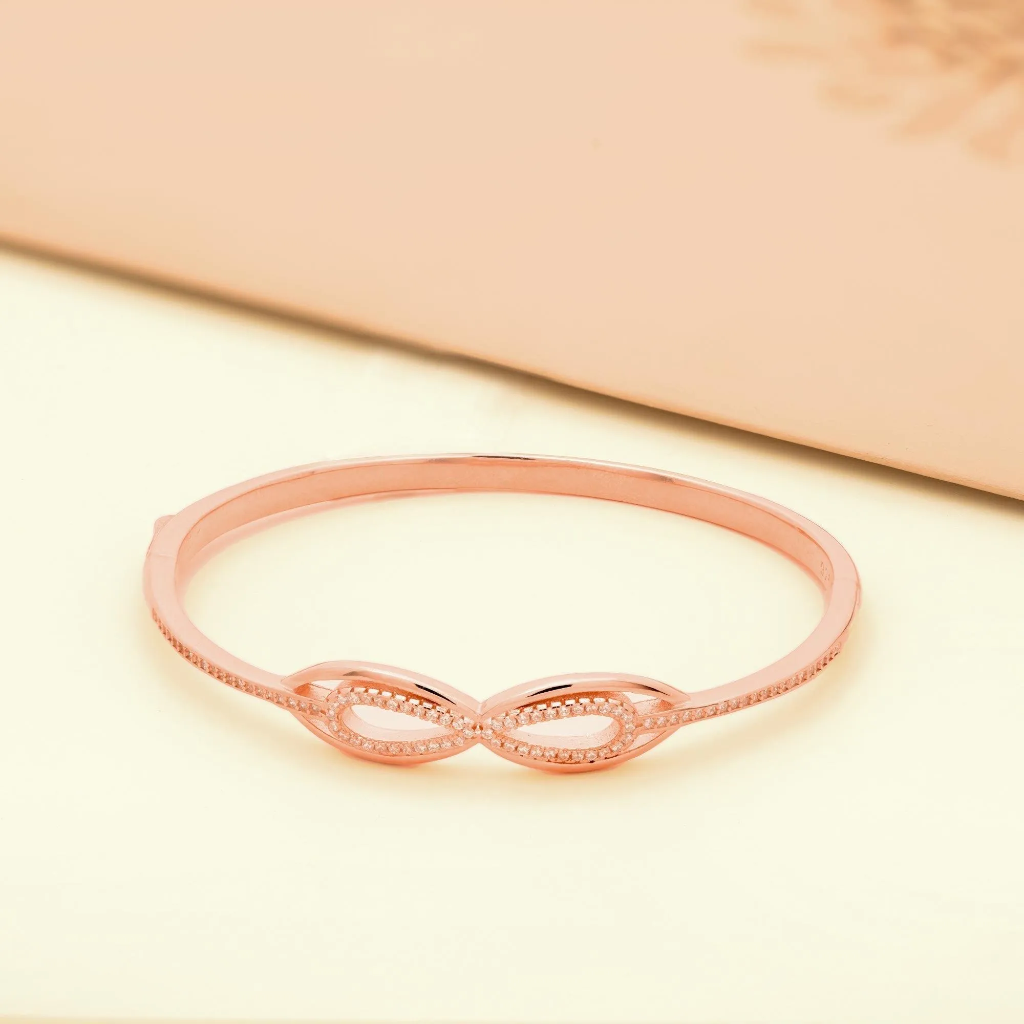 92.5 Sterling Infinity Flex Bracelet With Rose Gold Polish