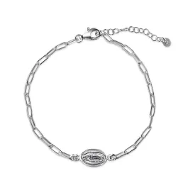 925 Sterling Silver Non Plated Guadalupe Adjustable Paperclip Bracelet - ARB00065