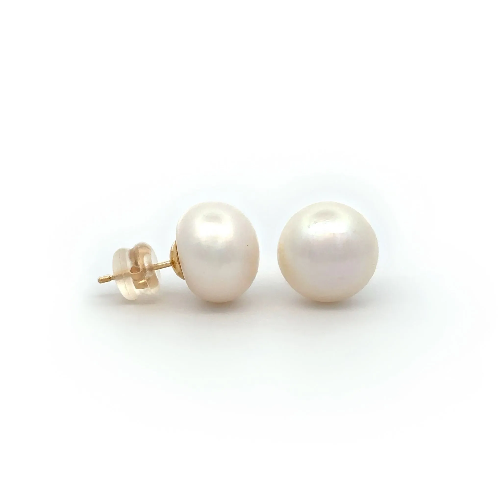 9K Yellow Gold Freshwater Pearl 12-13 mm Stud Earrings