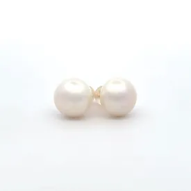 9K Yellow Gold Freshwater Pearl 12-13 mm Stud Earrings