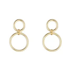 9kt Gold Double Circle Post Earrings