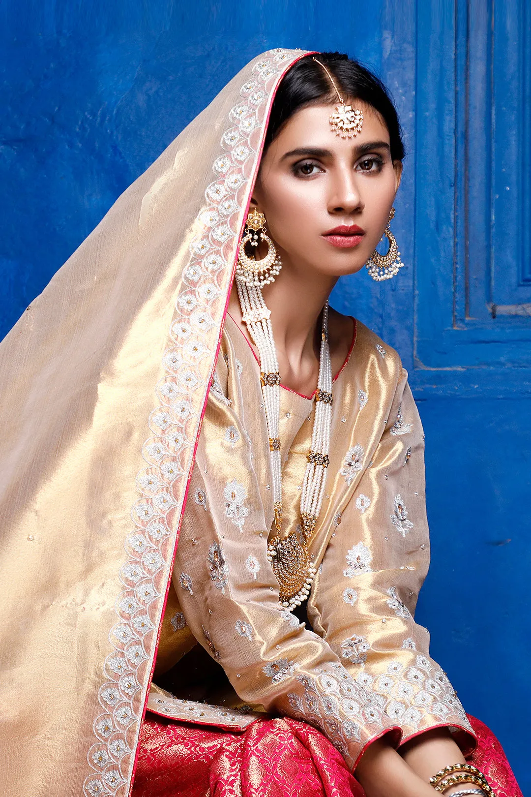 Aari Handwork Embroidered Brocade Gharara Suit | SIRA | G202041