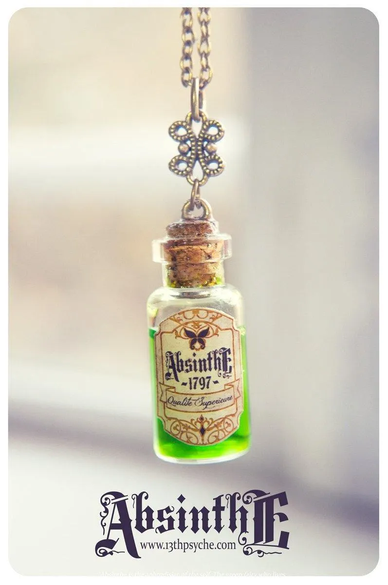 Absinthe bottle necklace