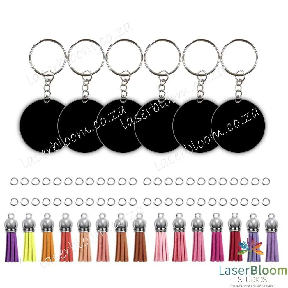 Acrylic Blank Disc Keyring Tassel Kit ~ Select Your Thickness (1.5mm, 2mm, 3mm)