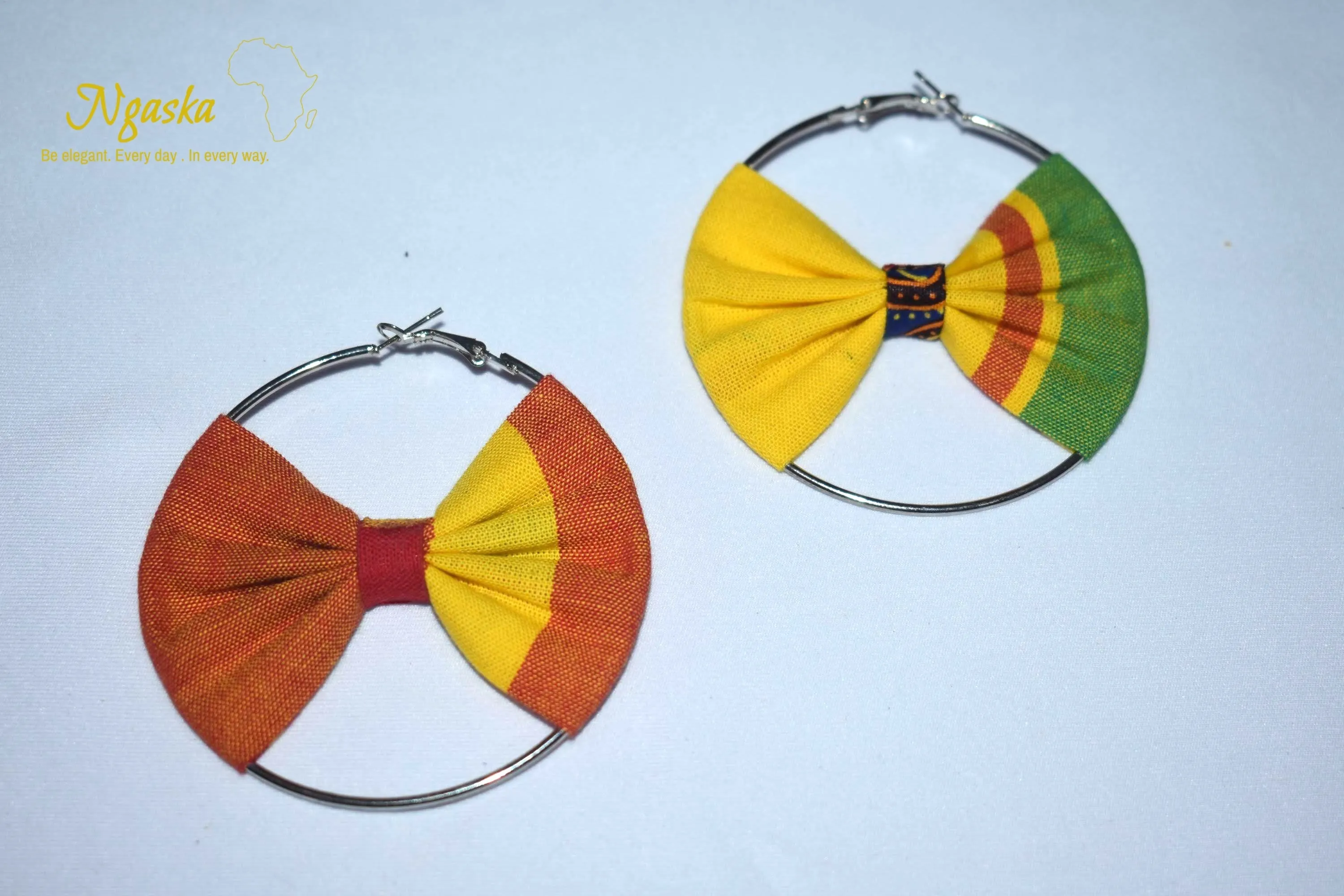 African Print Creole Hoop Earrings, Madras Style - ER16