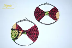 African Print Creole Hoop Earrings, Pink - ER18